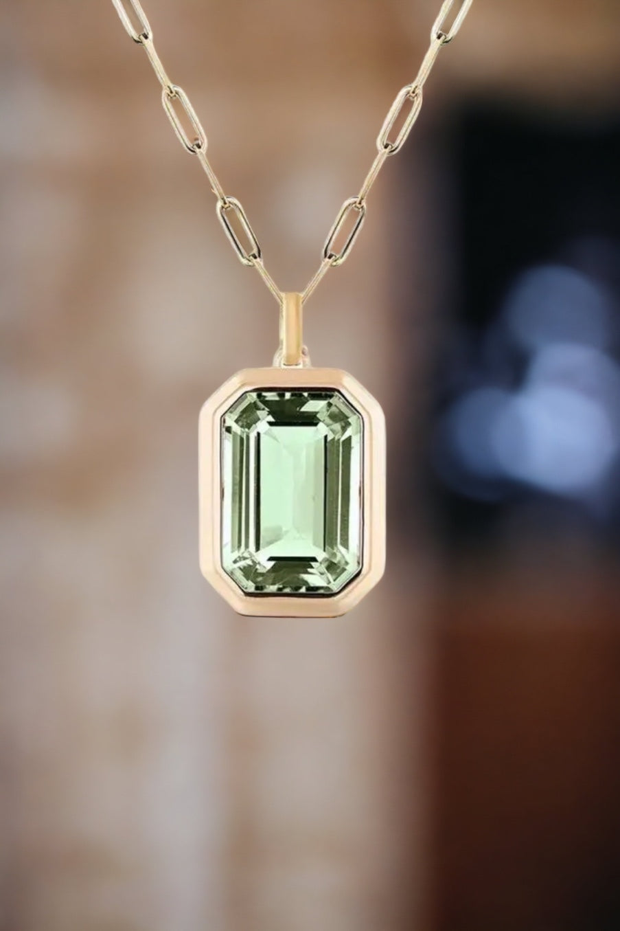 Large Emerald Cut Crystal Pendant