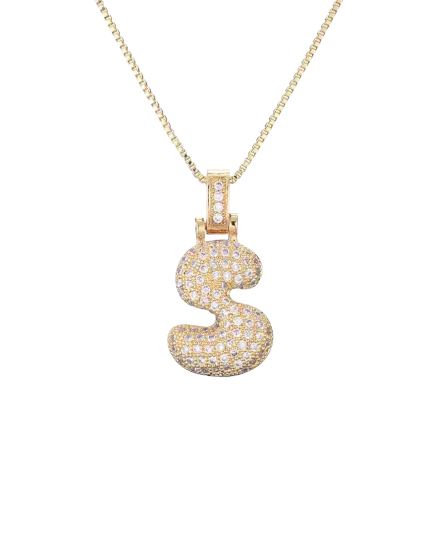 Bubble Letter Pendant Necklace