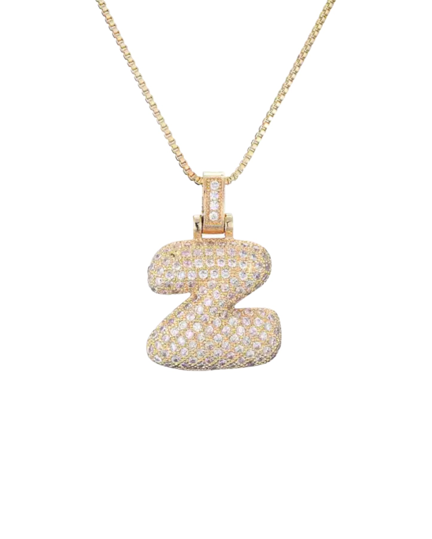 Bubble Letter Pendant Necklace